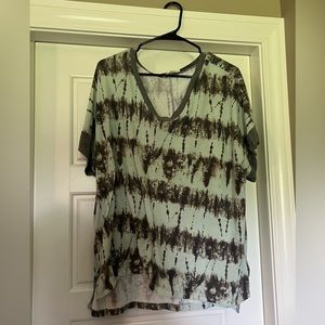 Mint green and grey top